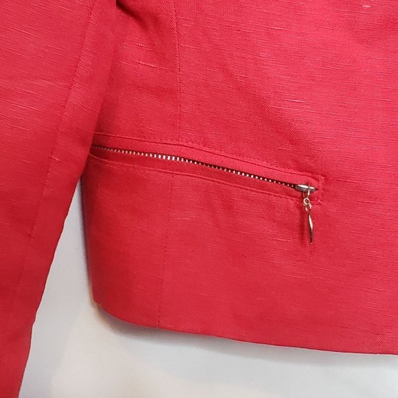 Vintage Short Red Jacket David N Petites Size 8 Silver Zipper Sticks On Bottom 8 - Picture 2 of 8